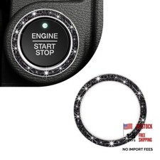 Car Bling Engine Start Ring Decal, Crystal Double Rhinestone Push to Black