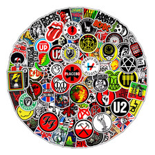 100Pcs Glossy Classic Rock Roll Stickers Music Band Decals DIY Guitar Phone