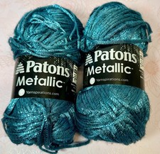 2 Skeins~Patons Metallic TEAL Yarn 252 Yds~3o...