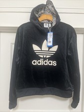 Adidas Juniors Zebra Crop Hoodie Velour Trefoil Black Size Medium Juniors D98909