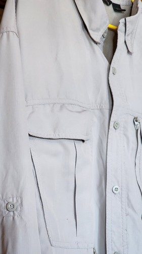 Eddie Bauer 3XL Shirt Men Button-Up L Slv Polyester Utility Vented Fishing Khaki - Picture 3 of 7