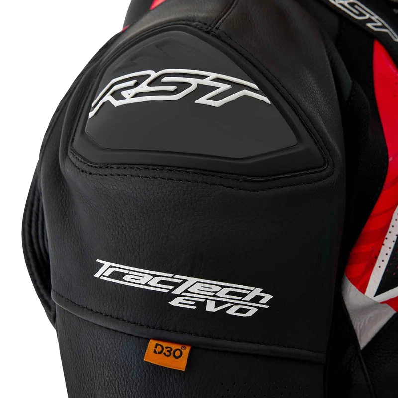 RST Tractech Evo D3O Leather Black Flo Red, photo 3 of 10