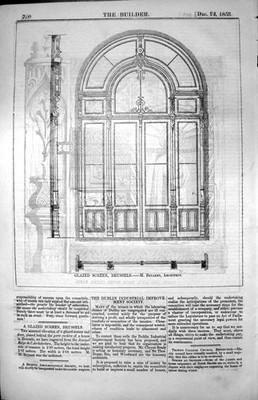 Antiker alter Druck Glasschirm Brüssel M. Beyaert Architektenerhebung 1853