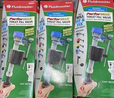3-pk Fluidmaster PerforMAX Universal High Performance Toilet Fill Valve.