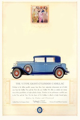Classic Cadillac V-Type 🚗 Vintage 1930s Ad Poster - 24x36” Hi-Res💎 ...
