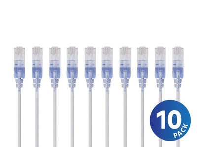 Monoprice Cat6A Ethernet Network Patch Cable - 25 Feet - White | 10-Pack, 10G