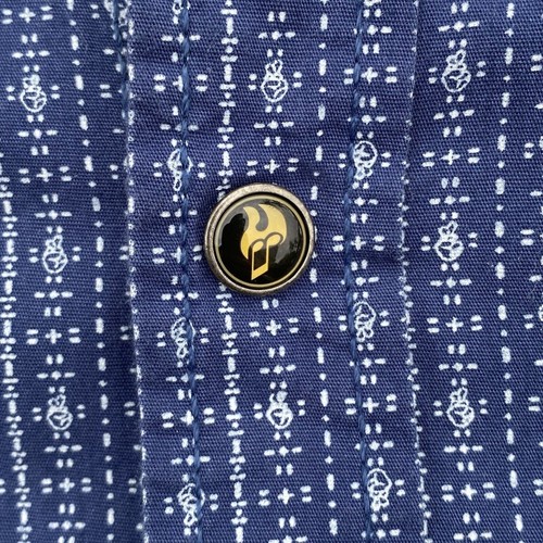 MAMBO Australia Casual shirt Men’s Size M Decorative Buttons Cuffs Blue Pattern - Picture 2 of 8