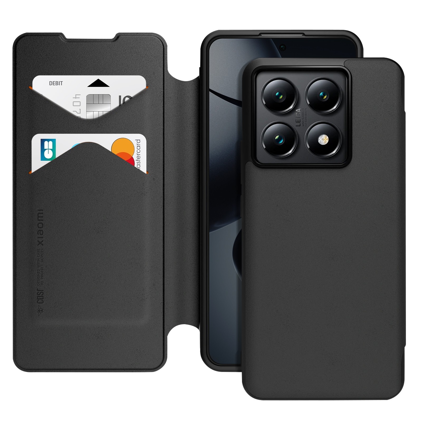 Étui mat Xiaomi 14T Pro fermeture éclair et dragonne cuir