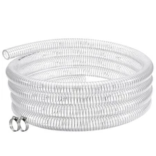 Suction Hose 3/4" ID - 25ft Clear Reinforced Vinyl Tubing with 2 Clamps - f