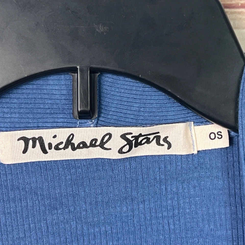 Кардиган женский Michael Stars OS синий ребристый открытый передний воротник-шаль с длинным рукавом - Изображение 4 из 4