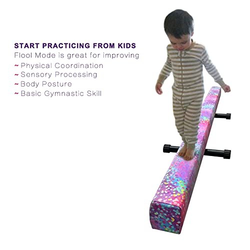 Adjustable&Foldable Gymnastics Balance Beam,Home Gym 8FT PINKGLITER
