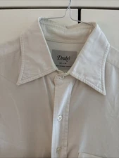 Drake’s White Oxford Cloth Long Point Collar Shirt - Sz 15.5 / 39 Slim