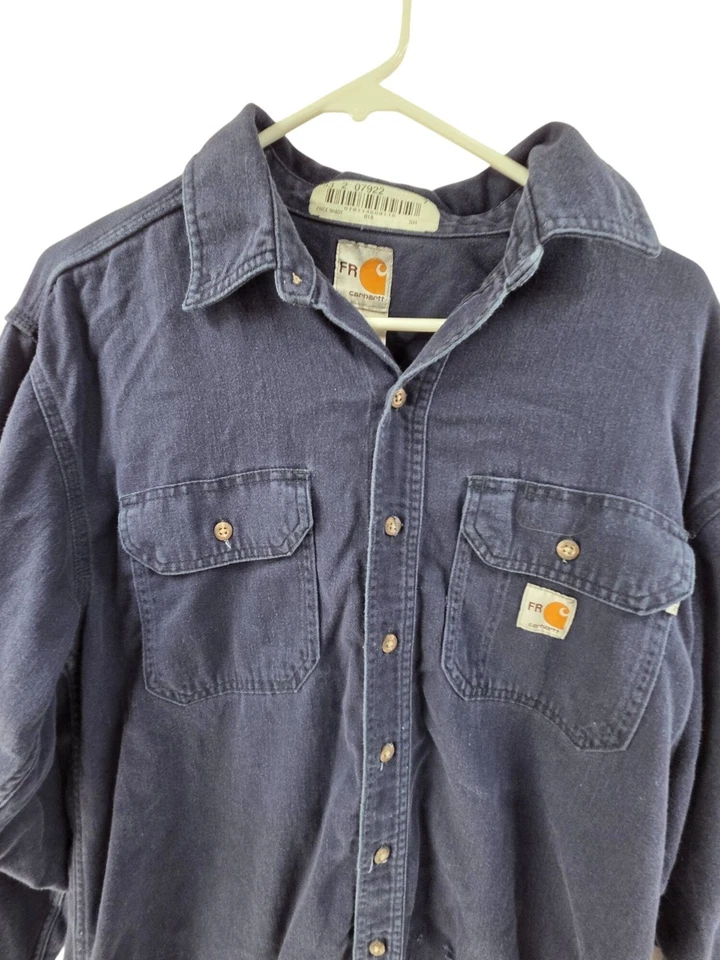 Carhartt FR Shirt Mens M Blue 29420 Flame Resistant Workwear Button Down Work - Image 3 of 4
