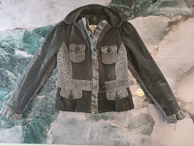 Tocca Vintage Designer Leder Jacke Mixed Material High Fashion