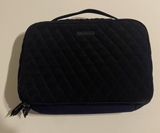Vera Bradley Blue Quilted Microfiber Large Blush  Brush Makeup Case Bag EUC