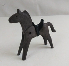 Vintage 1974 Geobra Playmobil Dark Gray Horse With Black Saddle 4" Figure B
