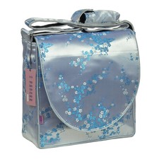 I Frogee Silver-Blue Cherry Blossoms Brocade Diaper Bag/Messenger Shoulder Bag