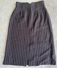 Vintage 1960s/1970s Brown Striped Mid Length Skirt Brown Pin Stripe Size Small