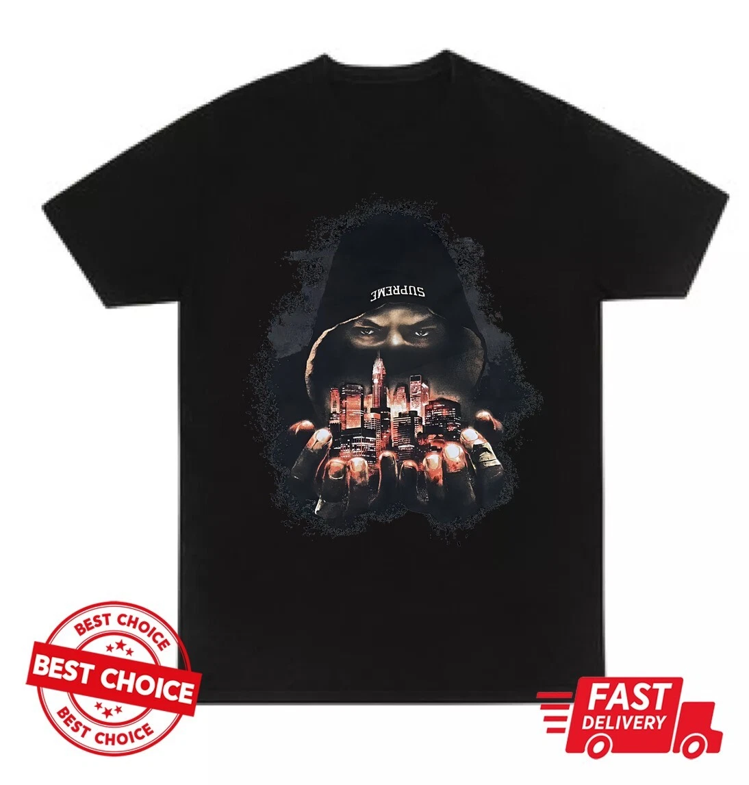 SUPREME FW23 FIGHTER TEE DEF JAM FIGHT FOR NY T SHIRT, chemise noire