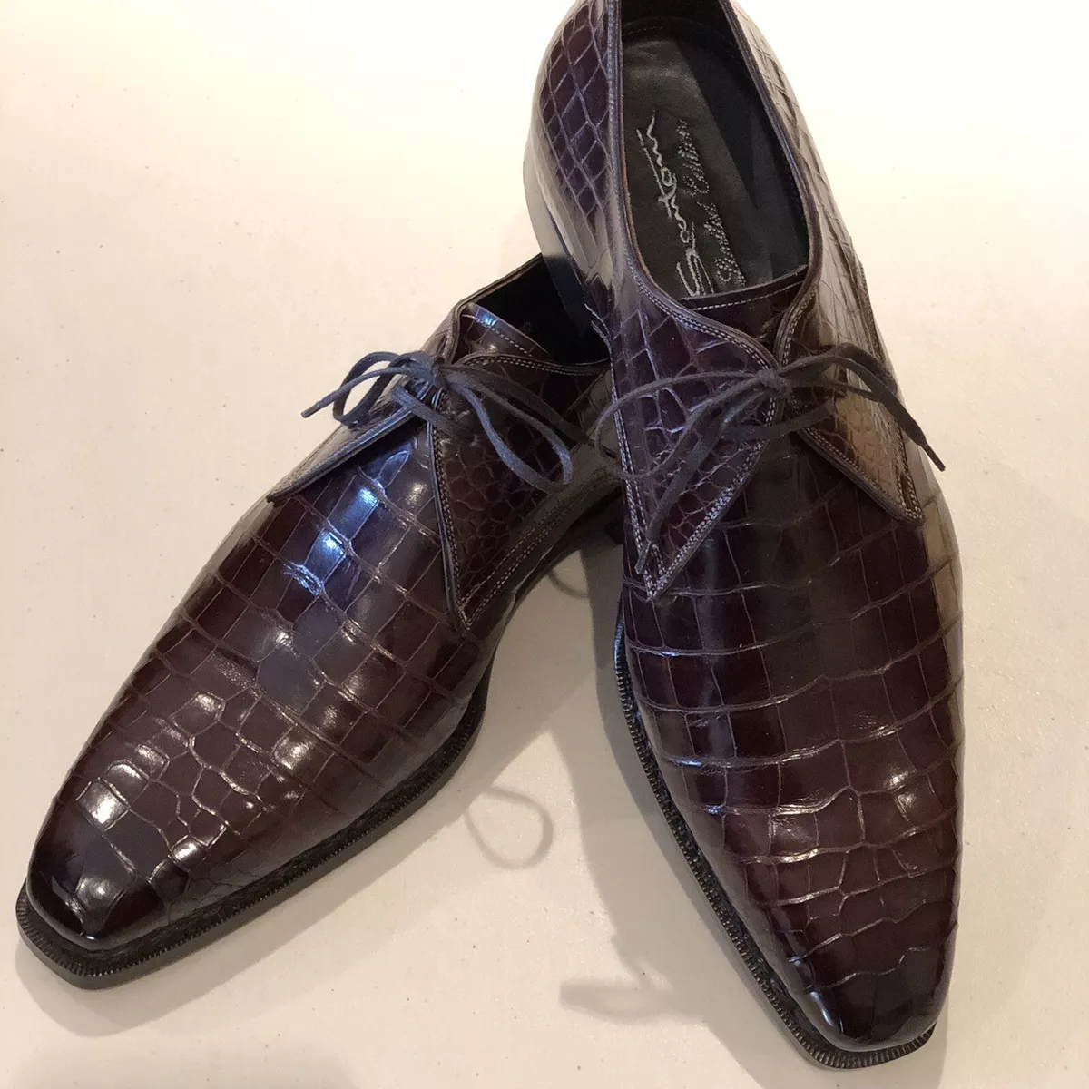 $12,000 Santoni Limited Edition (1 Per Size) Brown Crocodile Shoes - 10 1/2