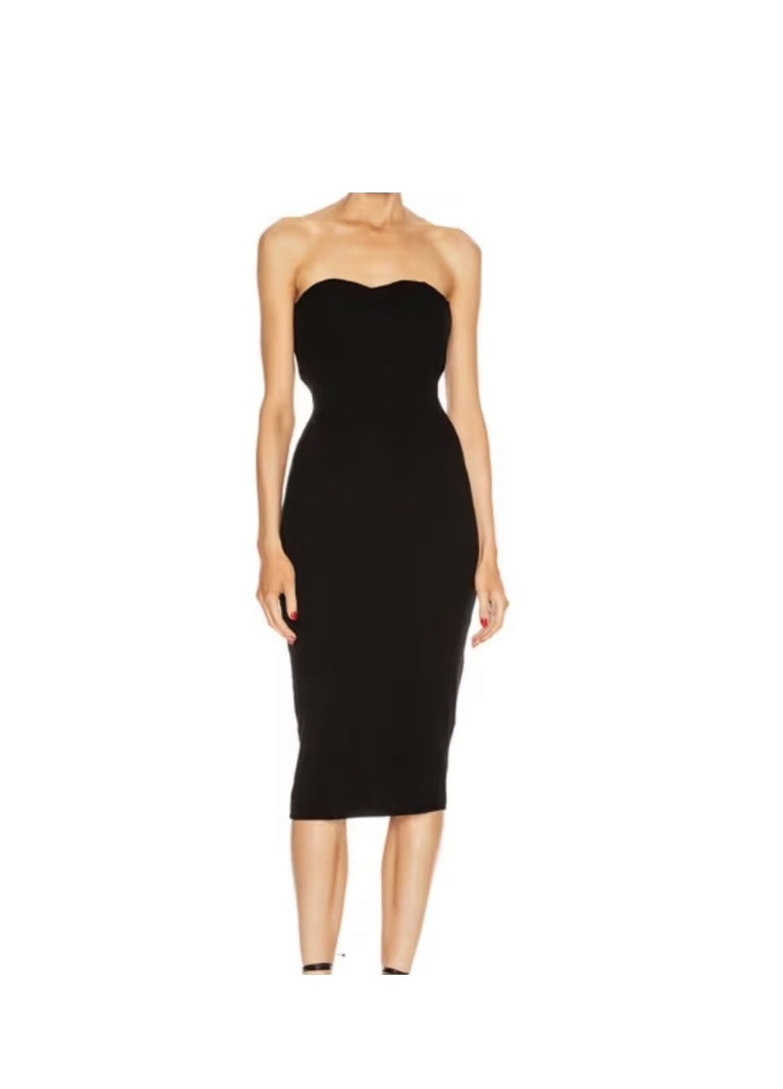 strapless sweetheart bodycon dress New $265 Enza Costa Silk Ribbed Midi Medium Black Harbor Gauze Button Front wardrobe with dressing table online Color:BLACK/PINK Polyester/Spandex