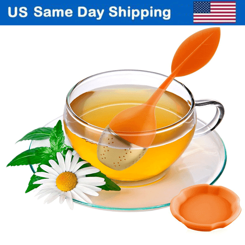 Silikon Blatt Tee-Ei Edelstahl Kräuter Gewürz Filter Diffusor - Bild 17 von 43