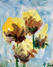 Dipinto olio fiori impressionista Andrew Semberecki da collezione
