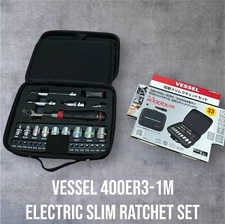 VESSEL 400ER3-1M Electric Slim Ratchet Set 60-Tooth 1Nm Torque 31 Tools Kit