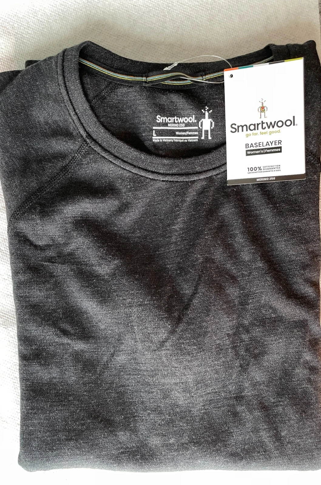 SmartWool Women's Classic Merino 250 Base Layer, Size L, Charcoal Heather
