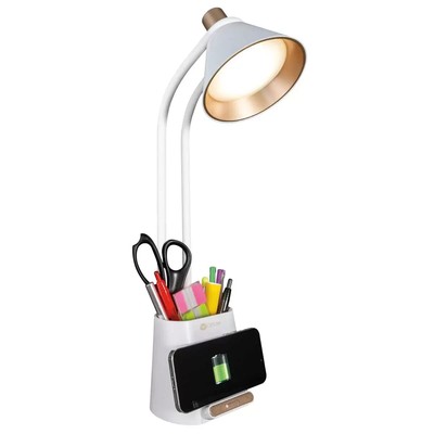 LED Schreibtisch Organizer Lampe mit kabellosem Ladeständer Nachttisch Lesen Arbeitszimmer Licht