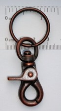1 each Heavy Duty Lobster Trigger Claw Scissor Clasp w/ Key Ring Antique COPPER