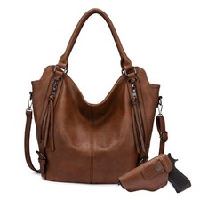 Concealed Carry Hobo Purse Women Leather Crossbody Shoulder Tote Bag Holster New