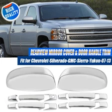 CHROME Top Mirror + 4Door Handle Covers For 2007-2013 Chevy Silverado GMC Sierra