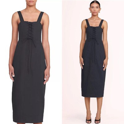 STAUD sutton lace up corset dress Sz 8 black $400 | eBay