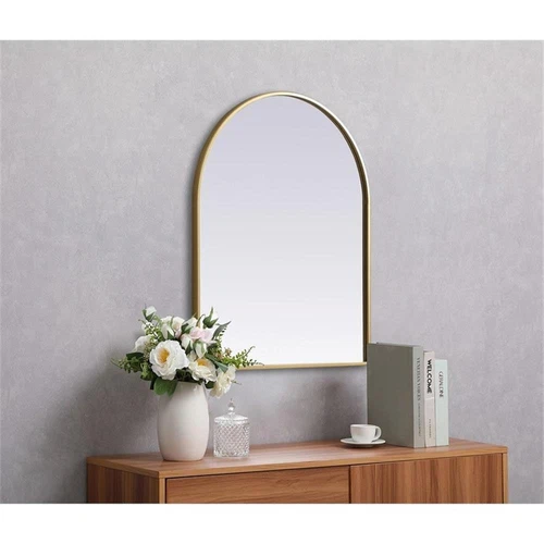 Elegant Decor Ayra 24x30" Arch Modern MDF Wood/Iron Mirror in Brass - Picture 8 of 9