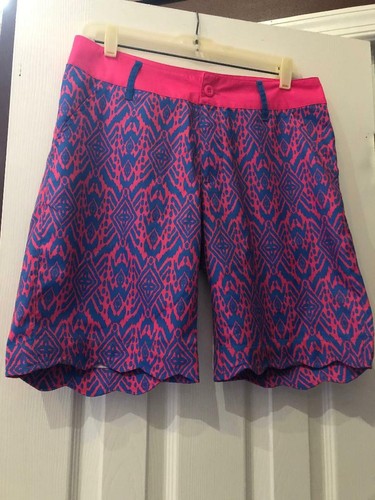 Hot Pink Tribal Scalloped Golf Shorts 