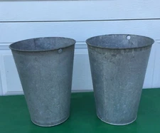 2 Nice OLD GALVANIZED Sap Buckets TAPERED Maple Syrup Bucket W@W!