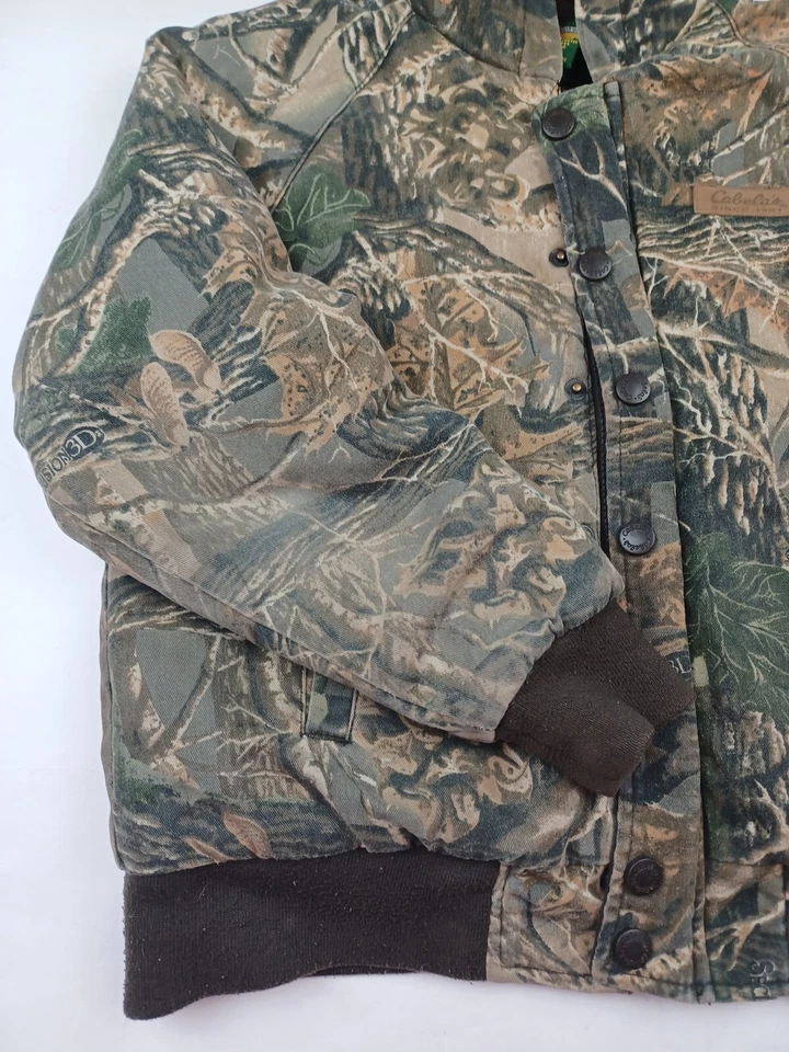 Cabelas 狩猎迷彩夹克青少年尺寸中号连帽绝缘 3D 隐藏 — 第 3/4 张图片