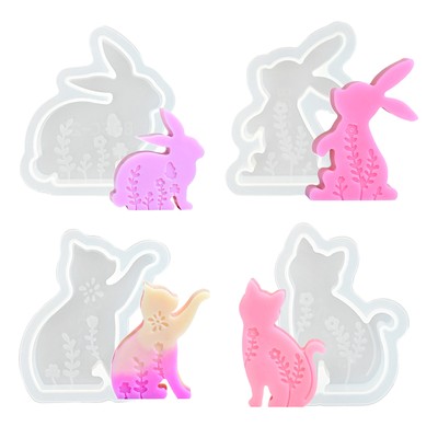 Rabbit Candle Mold Silicone Molds Easter Bunny Clay Molds Cat Rabbit Resin Molds