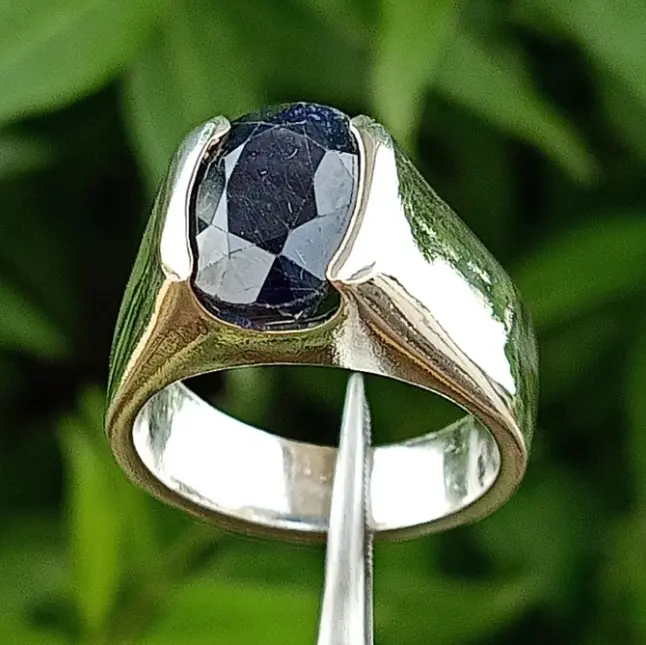 Heated Blue Sapphire Gemstone with 925 Sterling Silver Ring for Men's #4949  | eBay