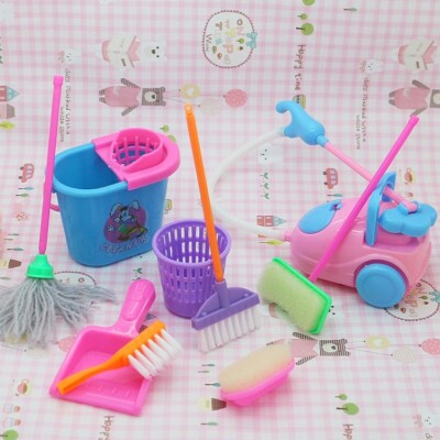 1SET 9 Stck. Mini Puppenzubehör Haushalt Reinigungswerkzeug für 11,5'' Puppenhaus 1/6