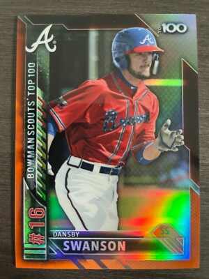 2016 Bowman Chrome Dansby Swanson #BTP-16 Scouts Top 100 Orange Refractor /25