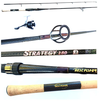 set da pesca a spinning canna in carbonio + mulinello con filo trota lago fiume