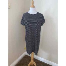 Orvis Dress Black/White Stripe T-Shirt Dress Knit Size Large