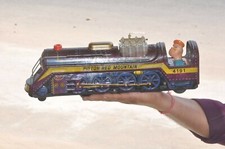 Vintage Battery Piston Red Mountain 4191 MT Trademark Litho Train Engine Tin Toy