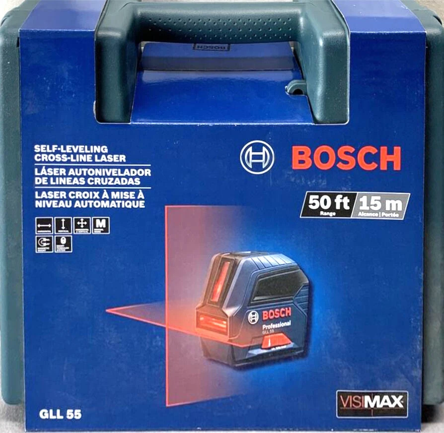 Bosch 50 ft. Cross Line Laser Level Self Leveling with VisiMax