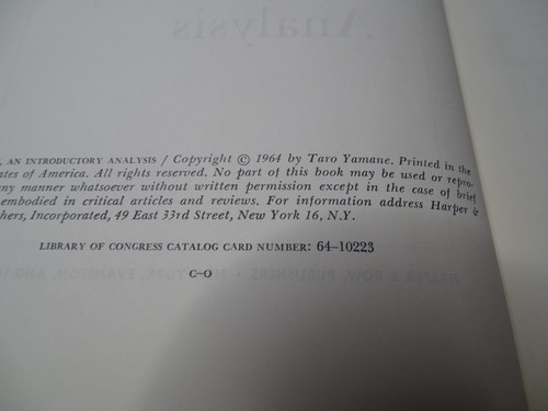 Statistics : An Introductory Analysis by Taro Yamane (1964, Hardcover) Very Good - Foto 5 di 6