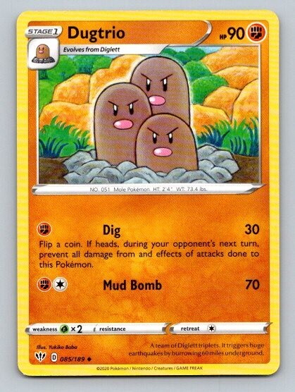2020 Pokemon Card Darkness Ablaze Dugtrio 85/189
