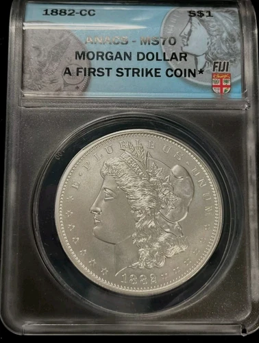 1882 MORGAN CC silver Dollar ANACS MS 70 FIRST STRIKE CARSON CITY FIJI MINT