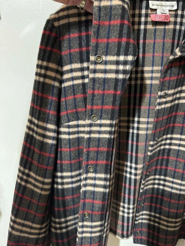 Chaqueta de lana a cuadros Evan Picone vintage: roja, beige, negra para mujer talla 14 frontal a presión Foto 4 de 4